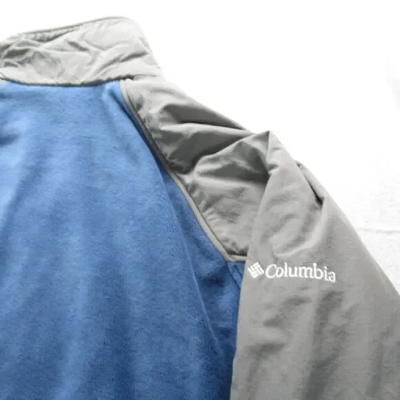 Columbia Jacket Mens Large Blue Colorblock Zip Pockets Soft Full Zip Fleece Hike - Picture 4 of 13